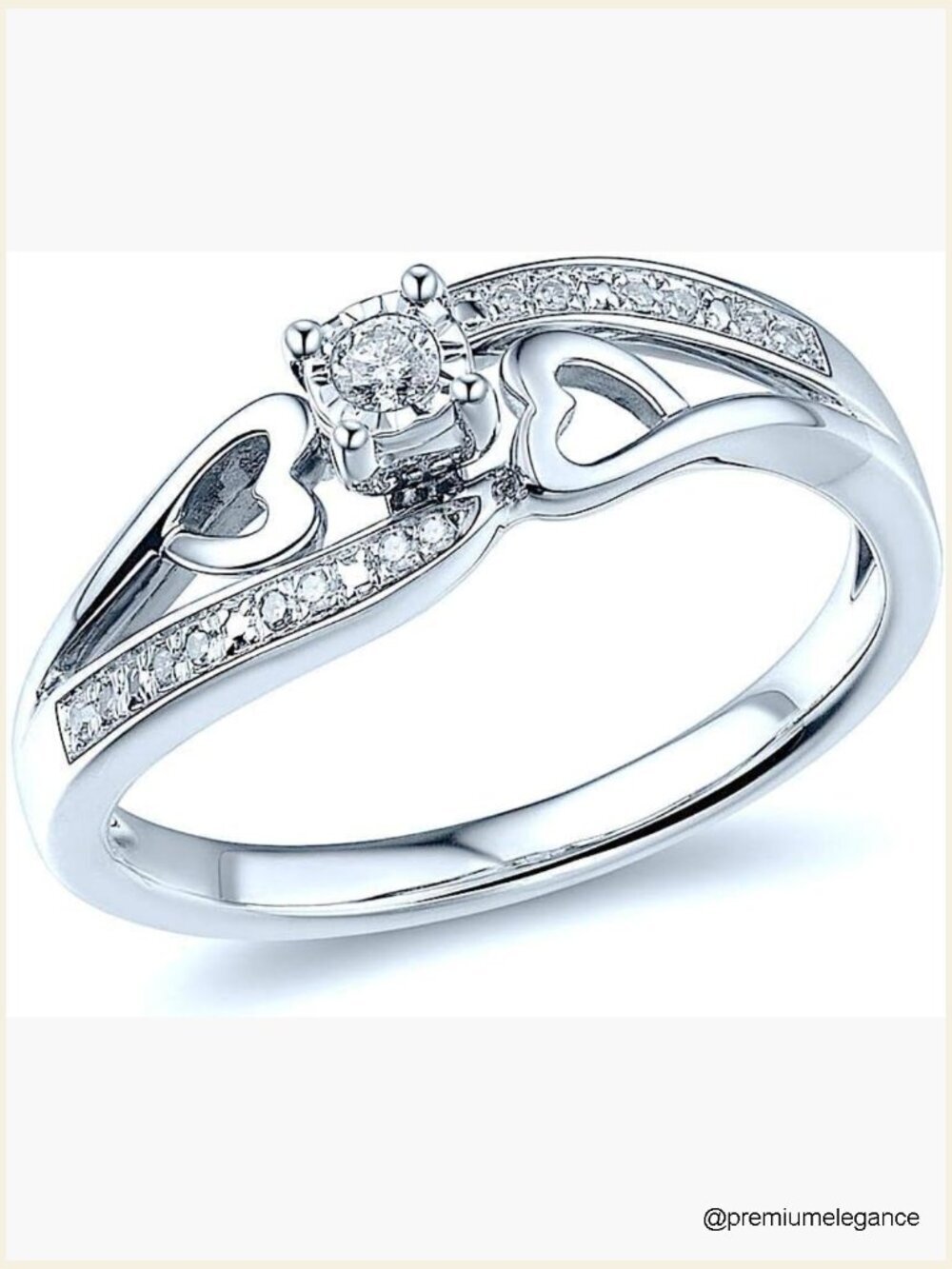Heart Diamond Promise Ring 1/10 CTTW Natural Diamonds Sterling Silver